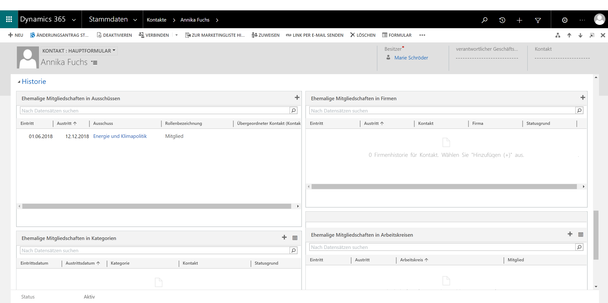 kontakt in dynamics365