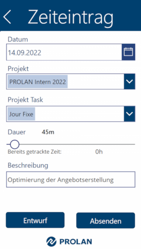 PROLAN Zeiterfassung als Microsoft Power App
